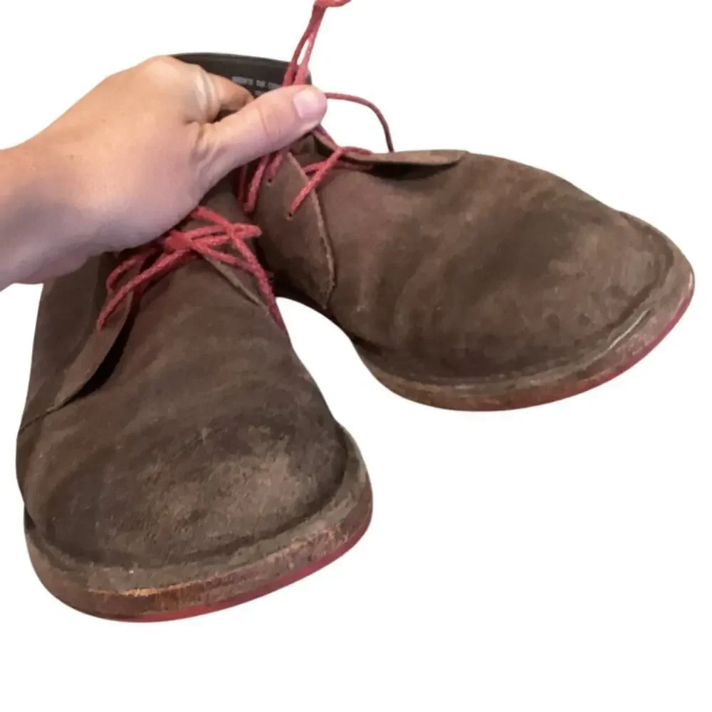 Cole Haan Paul Chukka Boots Brown Distressed Suede Leather Mens US 9M 9 C09565